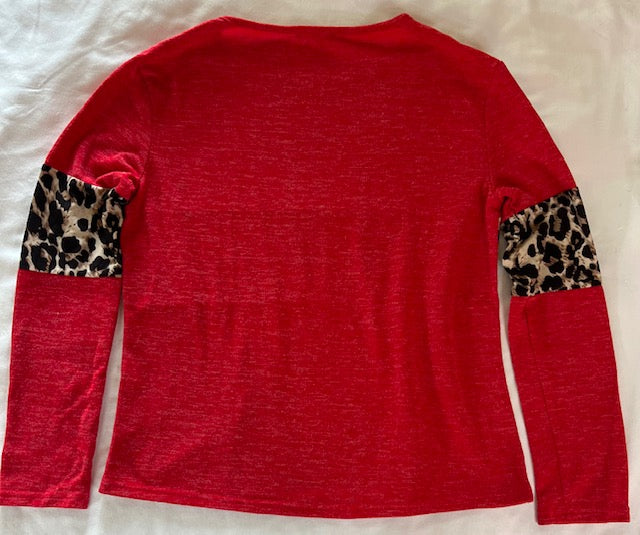 And The Why Knit Top with Cheetah Print Women's Sz S