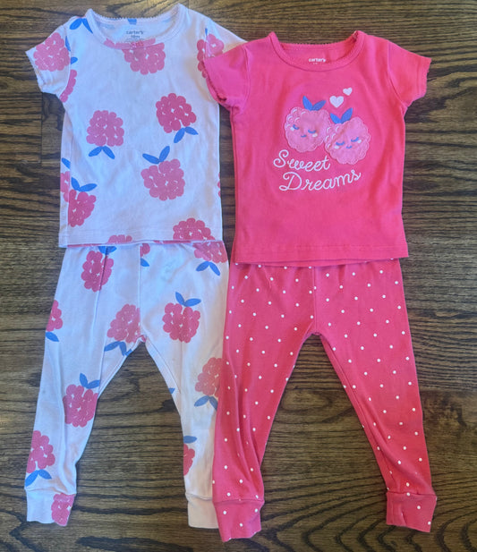 Seller #172 Carter’s Set of 2 Raspberry Girls Pajamas Size 18m
