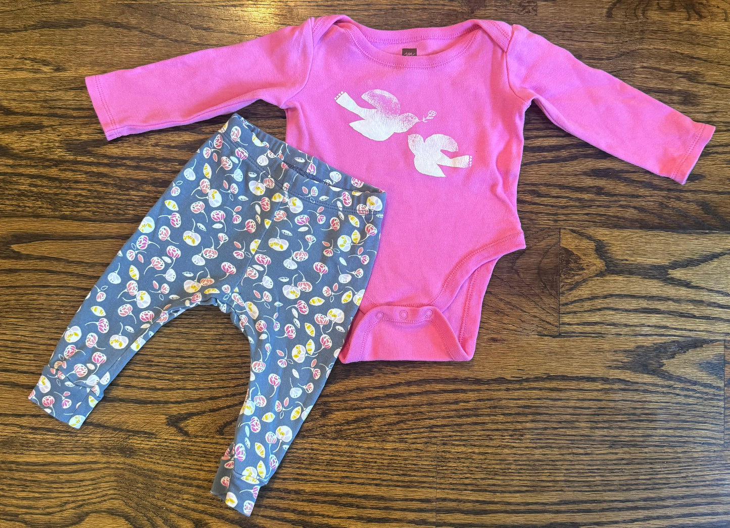 Seller #172 REDUCED Tea Girls Doves and Flowers Set Size 0-3m