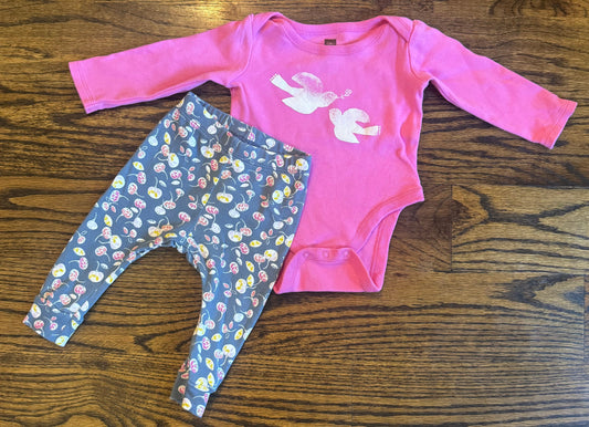 Seller #172 REDUCED Tea Girls Doves and Flowers Set Size 0-3m