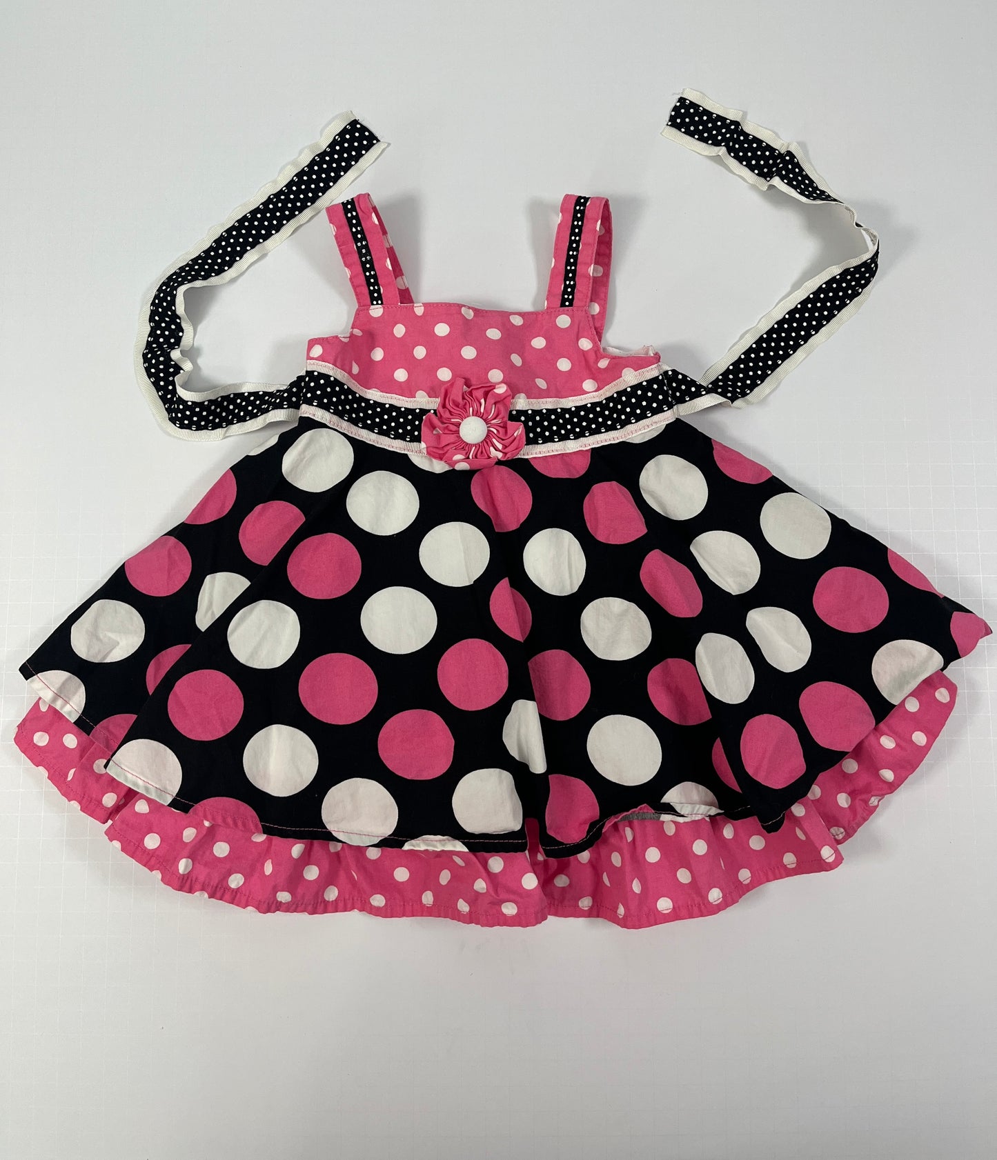PPU 45242 Speciality Baby 3-6m pink/black/white party dress with bloomers