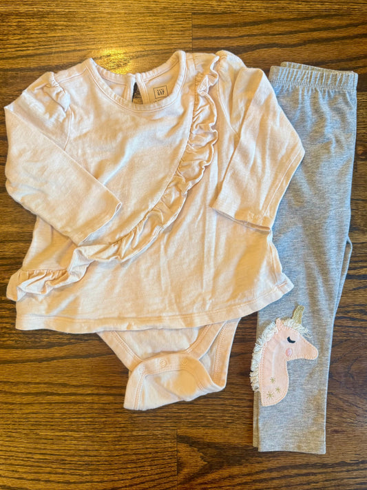 Seller #172 REDUCED Mud Pie Girls Unicorn Leggings & Gap Onesie Sizes 12-18m
