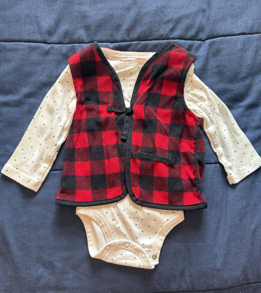 SELLER #6 Carters 9M Red Plaid Outfit