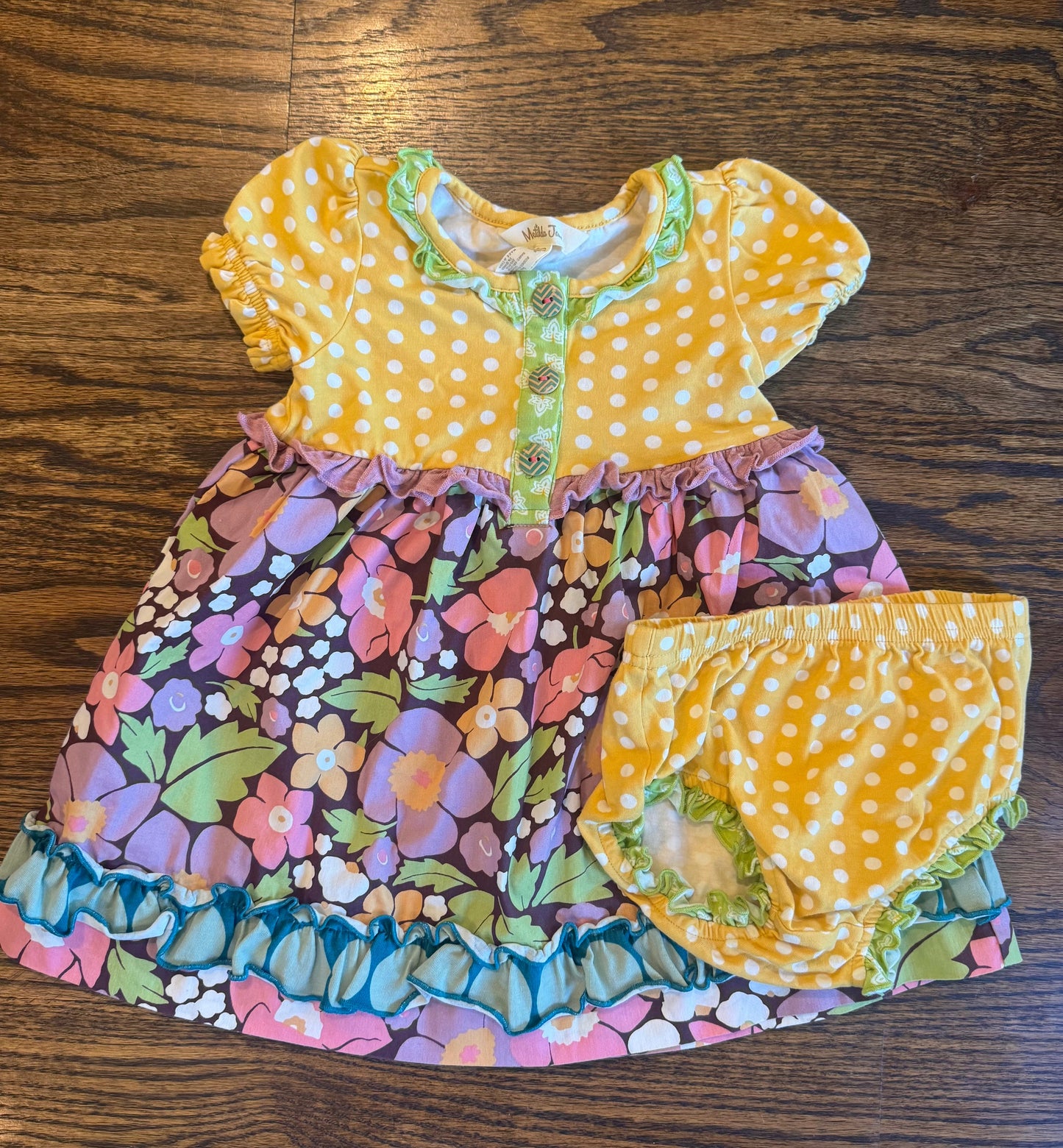 #28 Matilda Jane Girls Dress & Bloomers Size 12-18 m