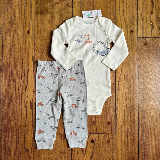 #95 NWOT (tag detached) Carters Just One You "Mommy's Little Boo" Ghost Halloween Outfit, size 12 months