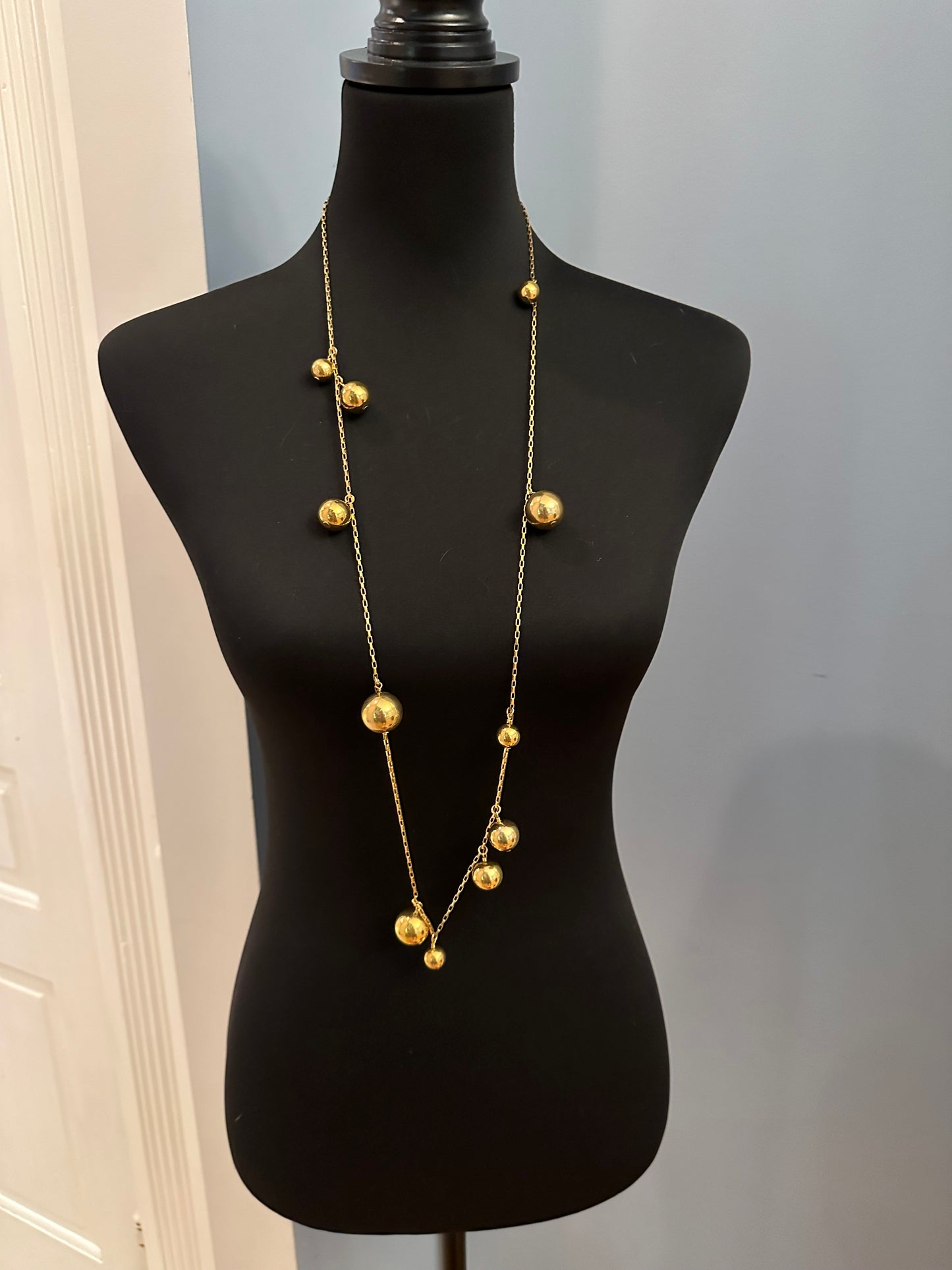 #91B J.Crew Gold Bauble Drop Necklace