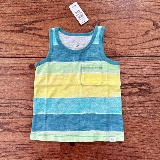 #95 NWT Boys Gap Blue and Green Striped Tank Top, size 12-18 months