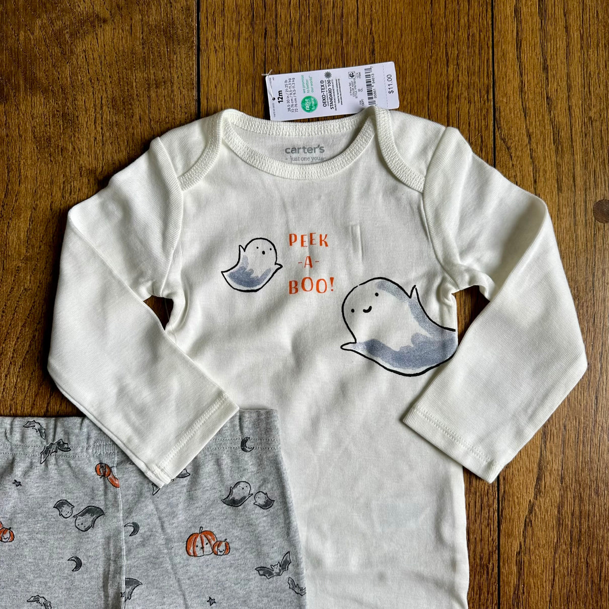 #113	NWT Carters Just One You "Peek a Boo" Ghost Halloween Outfit, size 12 months