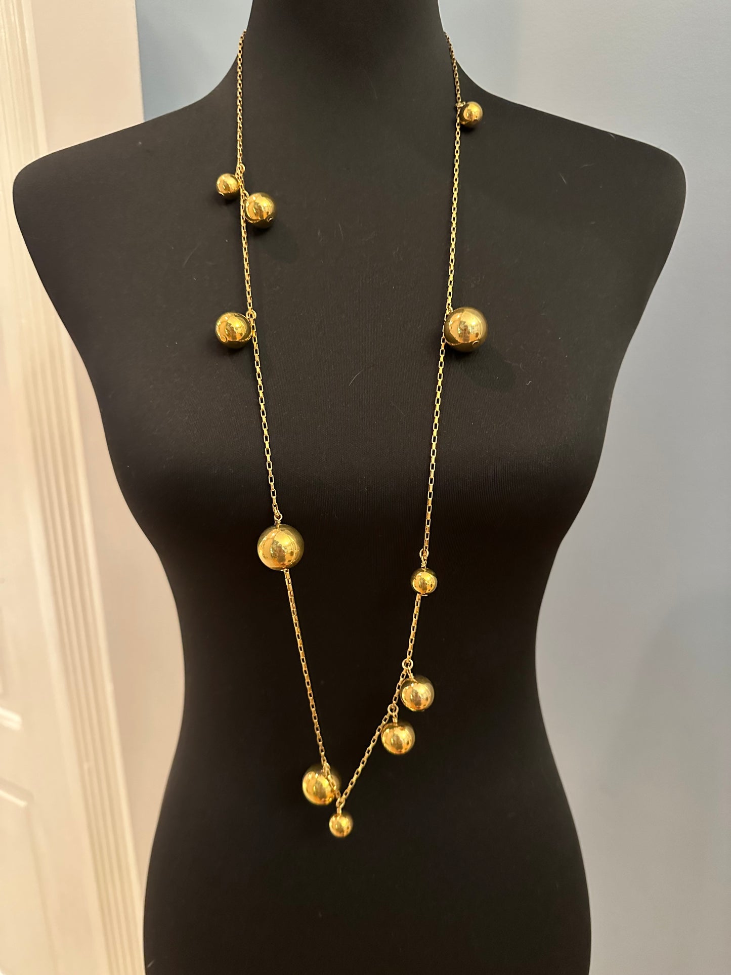 #91B J.Crew Gold Bauble Drop Necklace