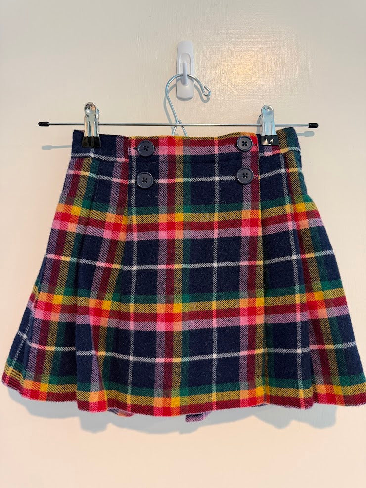 #9 Girls Mini Boden 7-8 Rainbow Plaid Skirt