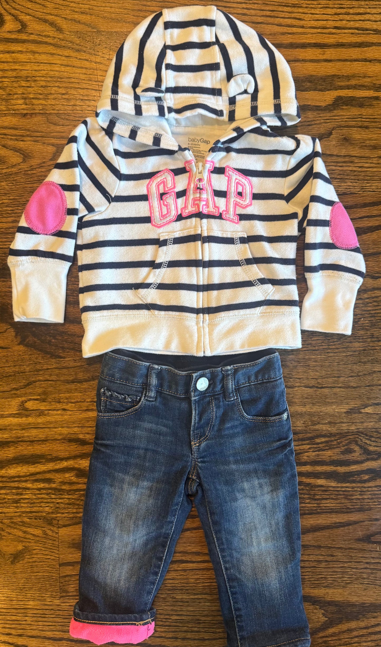 Seller #172 REDUCED Gap Girls Zip Up Hoodie and Lined Jeans Size 6-12M