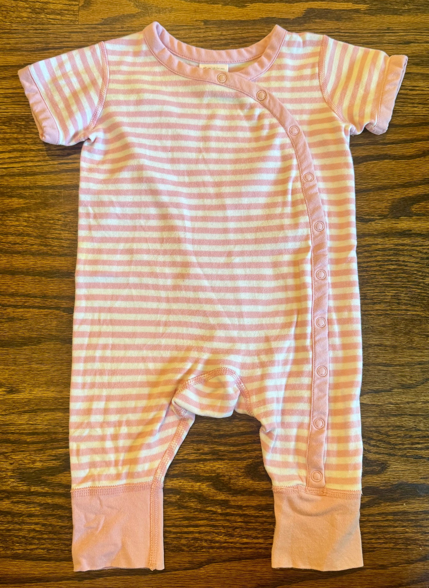 Seller #172 Hanna Andersson Girls Pink Stripe Snap Up Romper Size 3-6M
