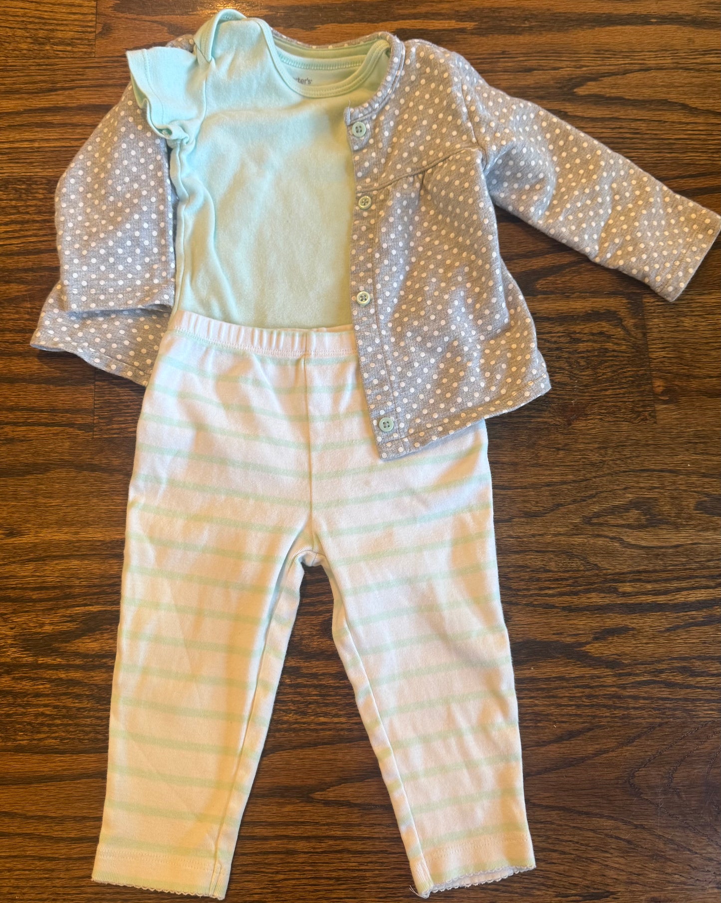Seller #172 Carter’s 3 Piece Mint & Gray Girls Set Size 12M