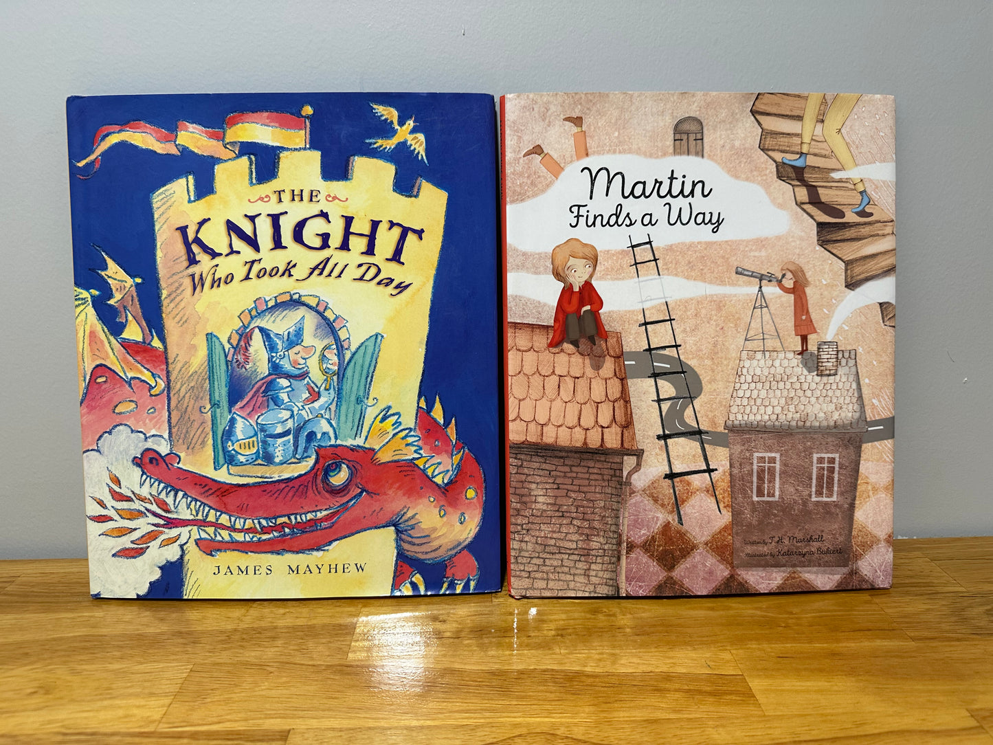 #95A 2 EUC Hardcover Books: Knight Who Took All Day & Martin Finds a Way