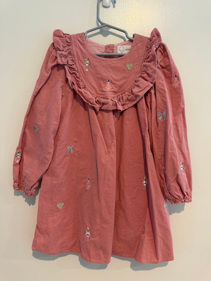 #9 Girls Size 6 Light Pink Corduroy Holiday Dress _ EUC