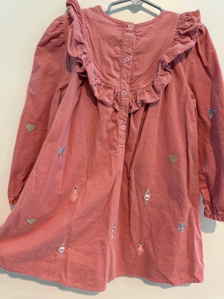 #9 Girls Size 6 Light Pink Corduroy Holiday Dress _ EUC
