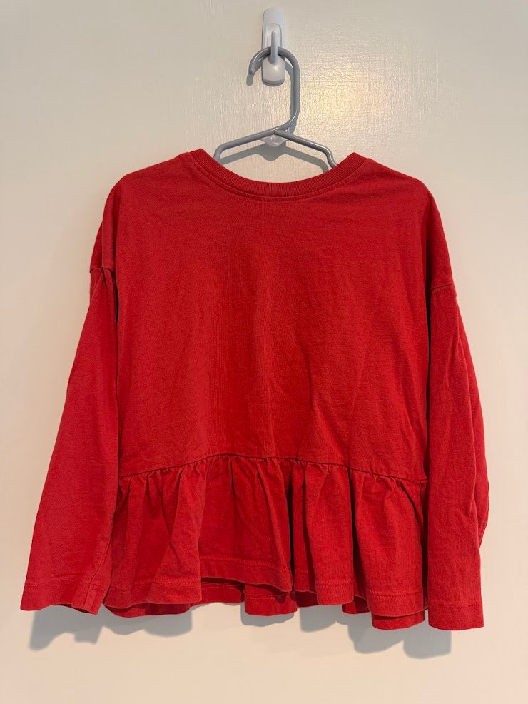 #9 Girls Hanna 110 (5) Burnt Red-Orange Flowy Peplum Long Sleeve Top