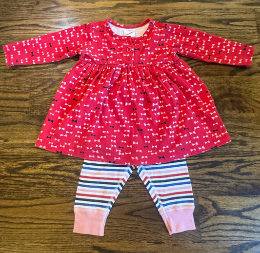 Seller #172 Hanna Andersson Girls Bow Dress and Pant Set Size 75 (12-18M)