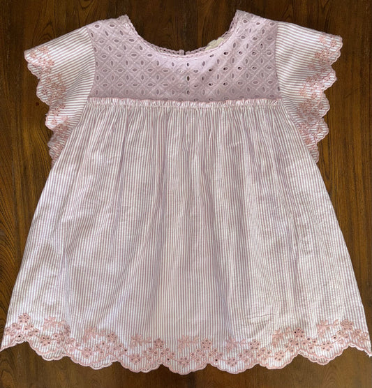 #70 women's pink blouse size small VGUC