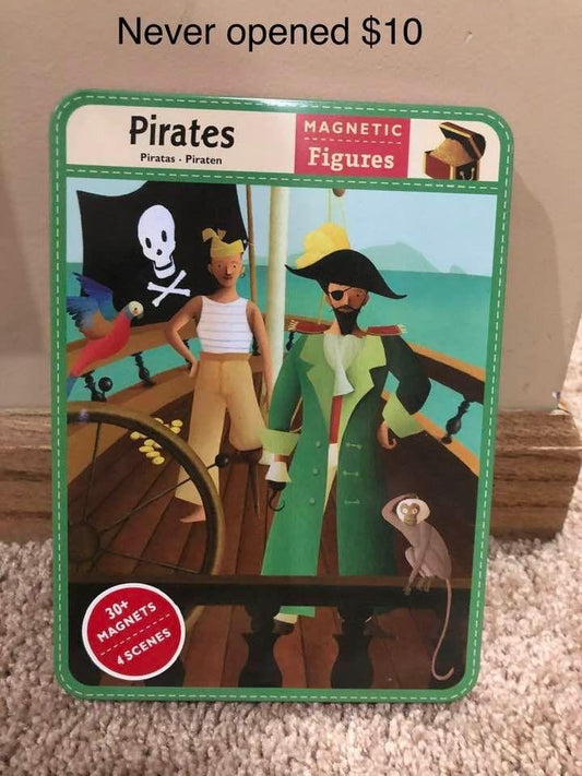 135 BN never opened travel pirate magnetic tin and figures