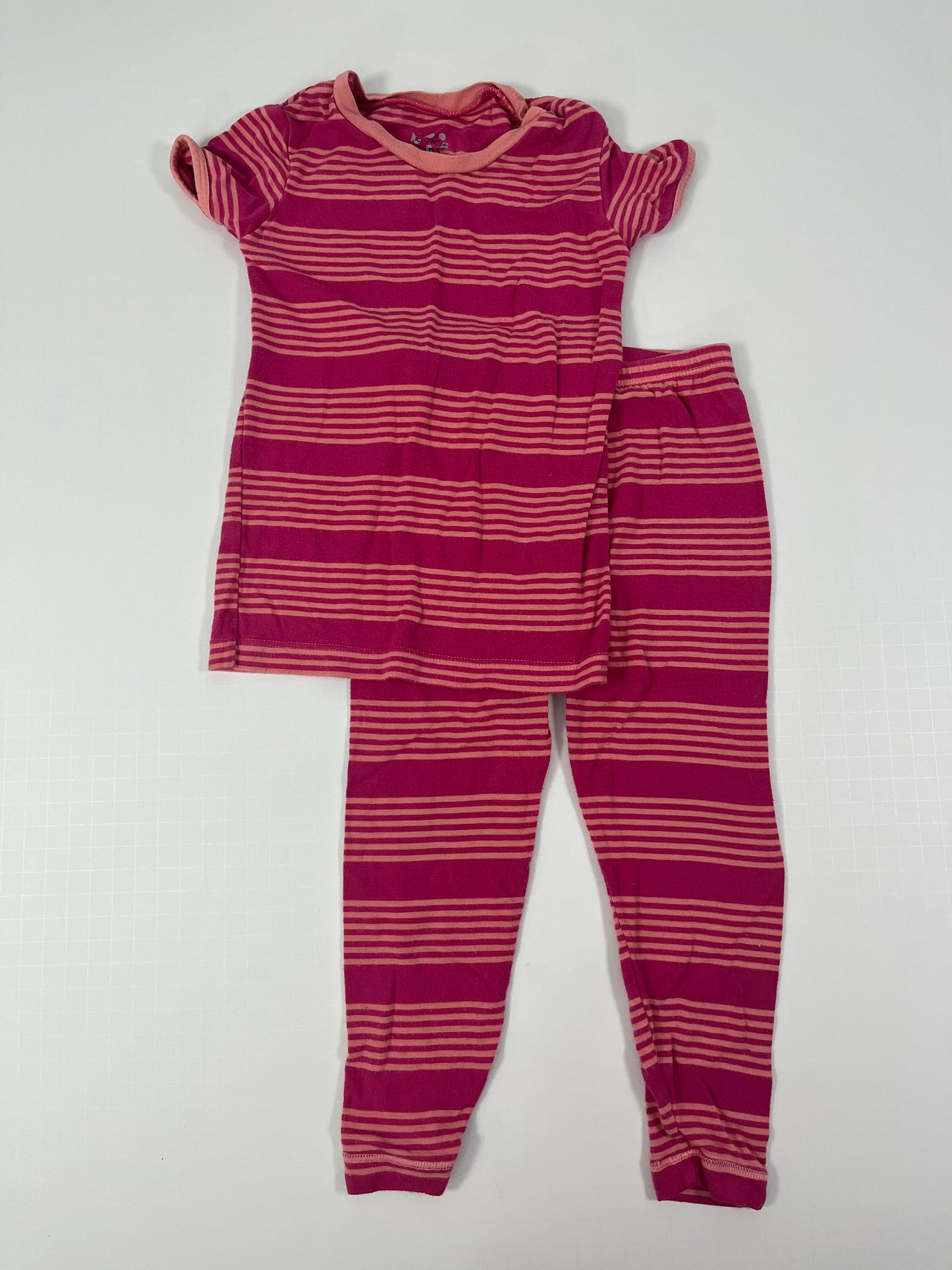 PPU 45242 Kickee Pants 3T pink striped bamboo pajamas