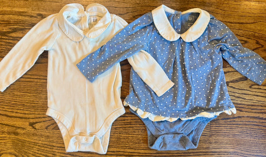 Seller #172 REDUCED Gap Collared Onesie Shirts Girls Size 12-18m