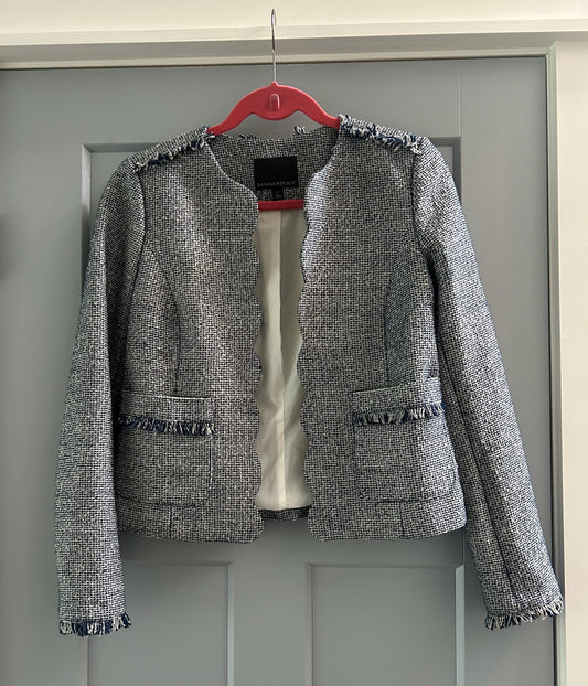 136 EUC banana republic navy tweed blazer size 2