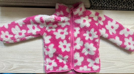 #207 Jumping Bean fleece pink flower jacket size 2T