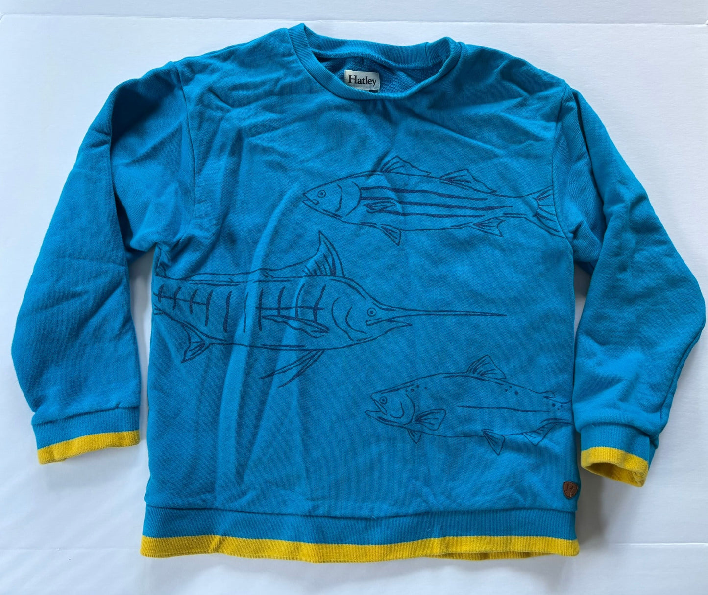 #101 *REDUCED* Hatley Fish Blue Yellow Pullover Sweatshirt Boys Size 8