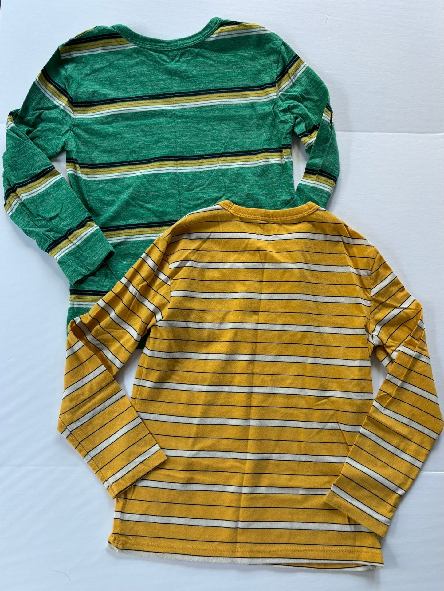 #101 Cat & Jack Striped Long Sleeve Soft Cotton Shirts Boys Size 6-7 2 Pack