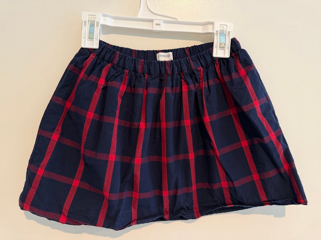 #9 Girls 4/5 Crewcuts Navy & Red Plaid Skirt, EUC