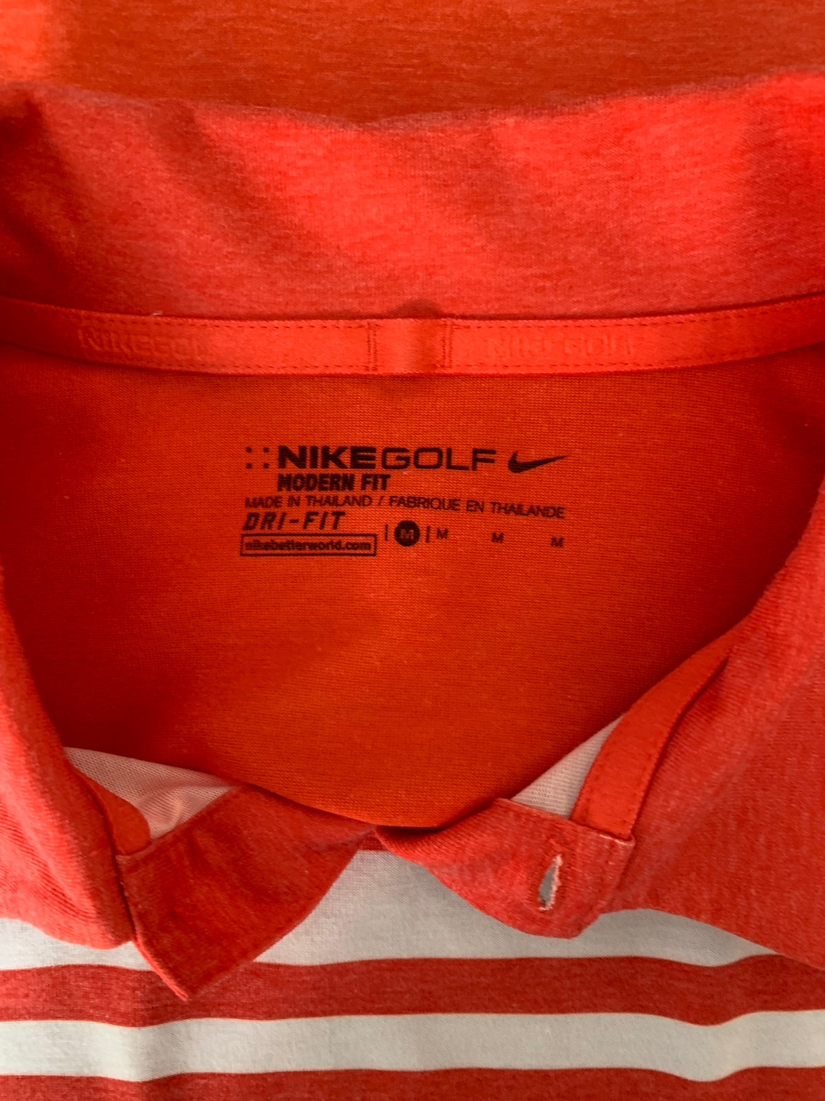 Seller 42, NikeGolf Dry Fit (Salmon stripe), VGUC, Mens Medium