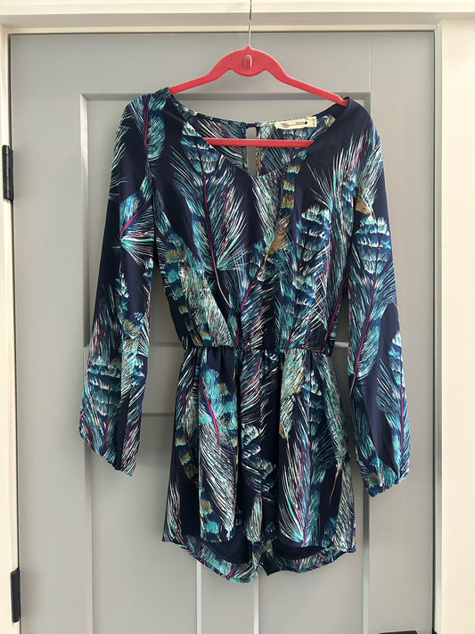 136 EUC feather romper size small