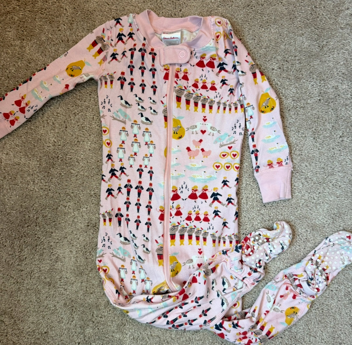 #139 Size 18-24M Hanna Andersson 12 days of Christmas  footed Pajamas