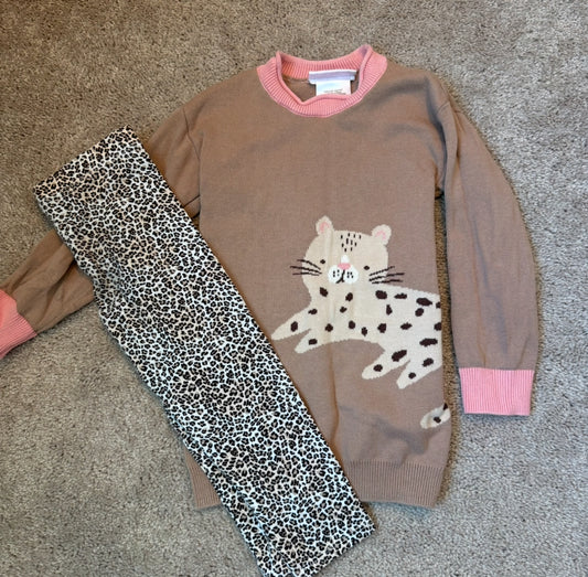 #139 Size 3T Bonnie Jean Leopard Sweater Dress with Leggins
