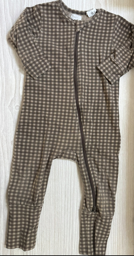 #207 Jamie Kay gingham footless romper size 6-12 months