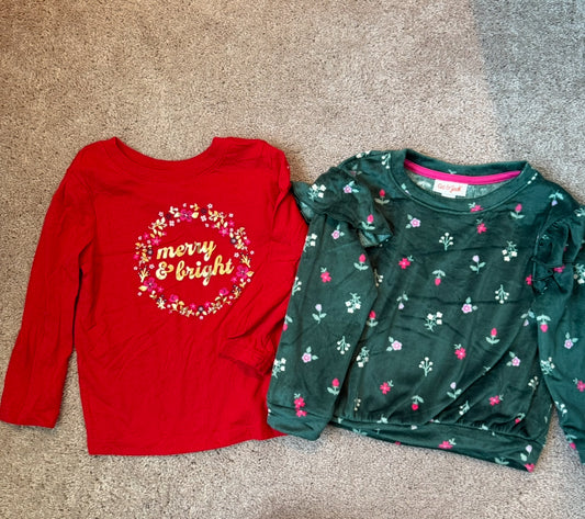 #139 Size 3T C&J Long Sleeve Short Lot (green is velvet sweater material)
