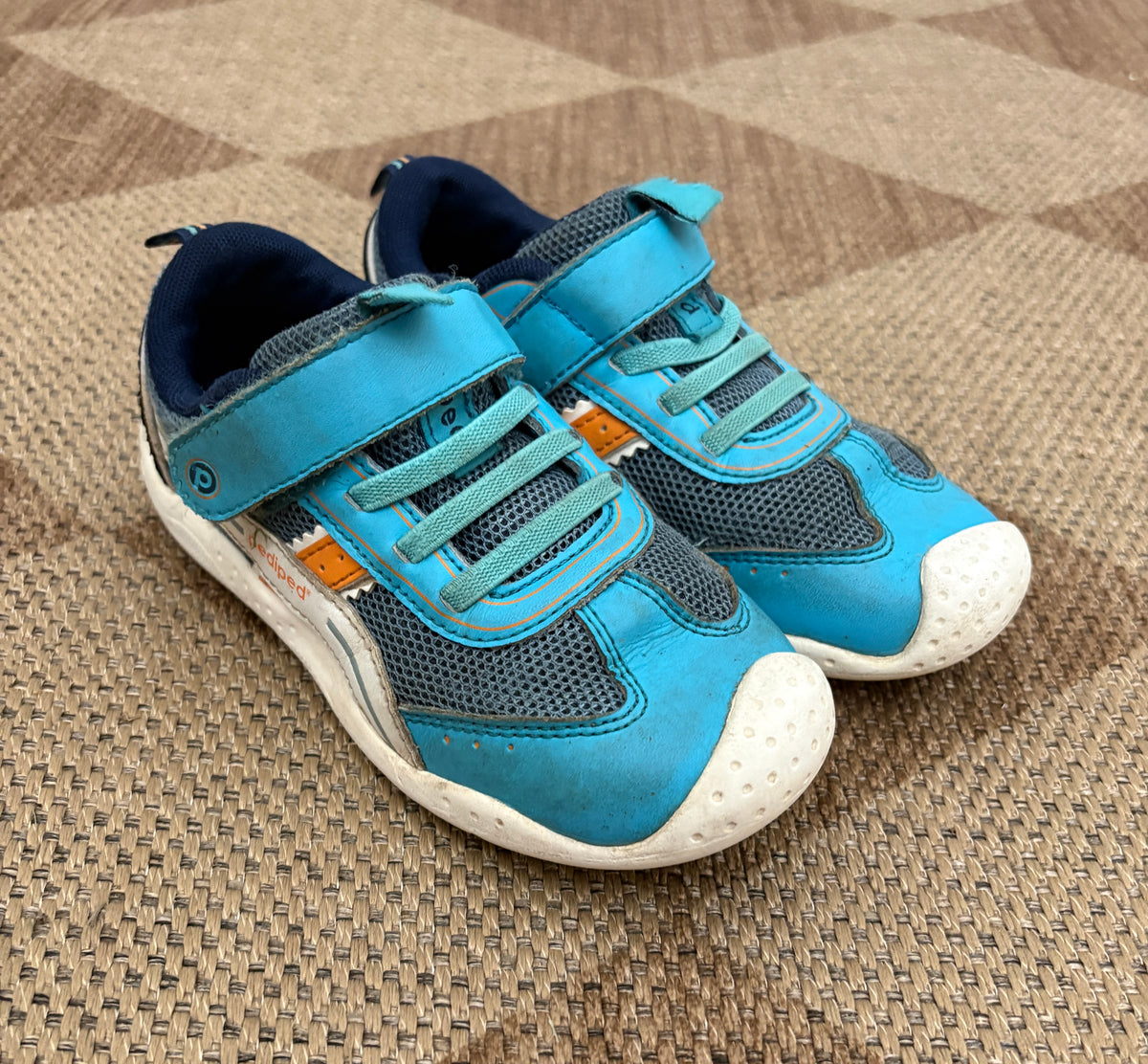 #121 boys 12-12.5C Pediped sneakers orange and blue, GUC