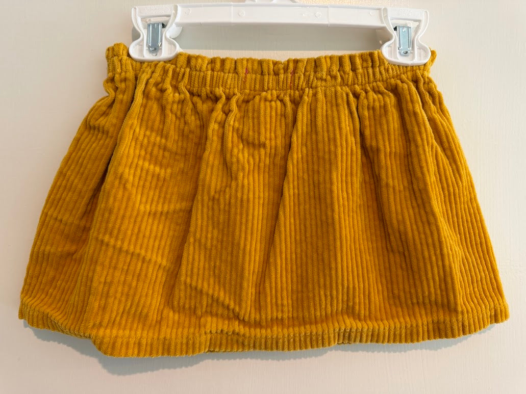 #9 Girls XS (4) Skirt Bundle: Mustard Yellow Corduroy + Orange Plaid _ Both EUC