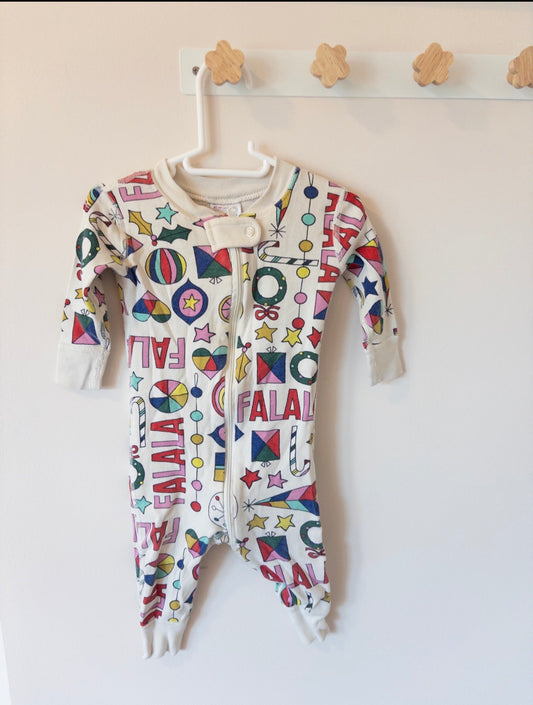#36 hanna Anderson holiday 3-6 Pajama onesie EUC