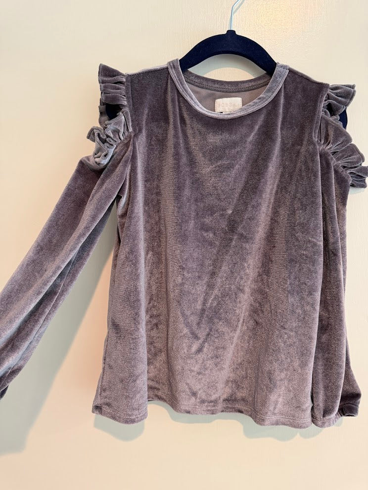 #9 Girls 3T Bundle of Two Velvet Long Sleeve Flowy Blouses _ EUC