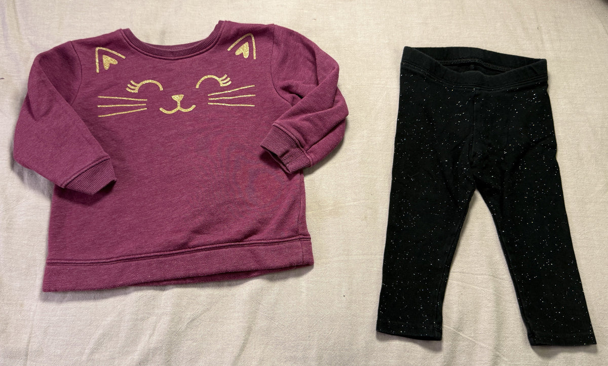 #103 18m Pink Cat Sweatshirt Outfit