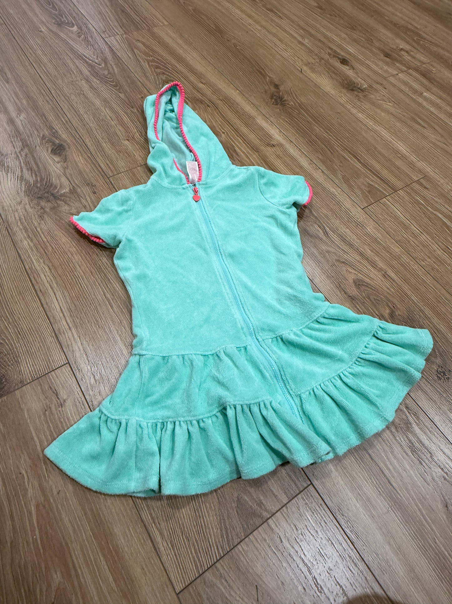 Seller #24 Girls Size XS 4/5 Cat and Jack Mint and Pink Zippered Coverup