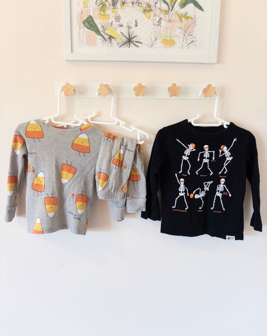 #36- Halloween 18mo carters pajamas and 18mo long sleeve skeleton shirt