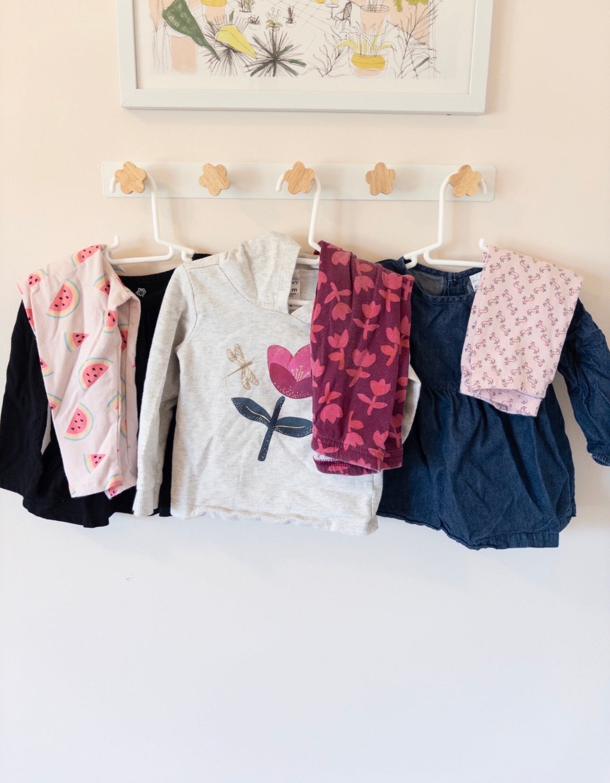 #36- GIrls carters 18-24 month outfits (watermelons floral, unicorns) GUC