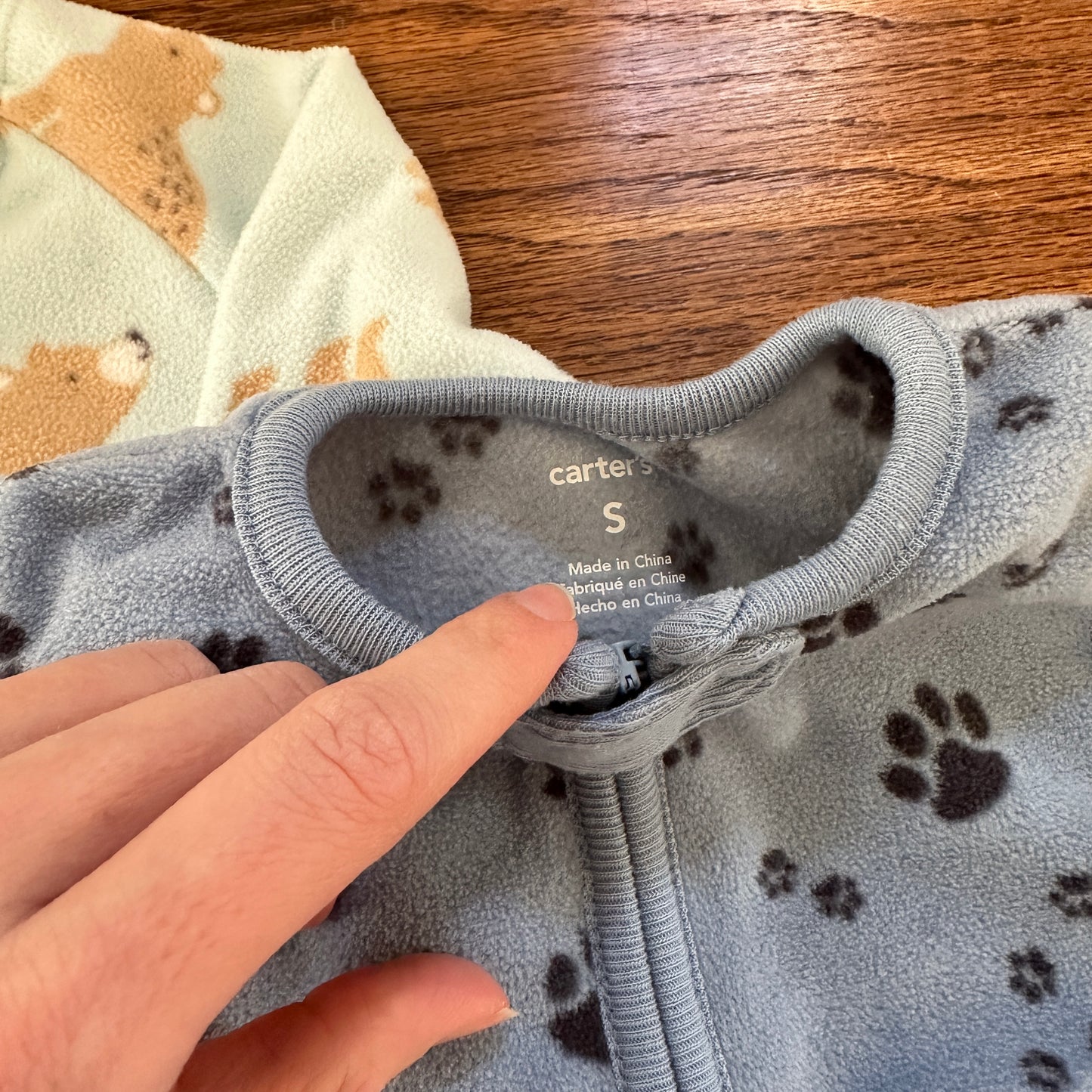 Baby Fleece Sleep Bags, Set of 3 - Gray Animals Long Sleeve / Teal Bear Long Sleeve / Blue Paw Print Tank Top - size S / 0-9 months