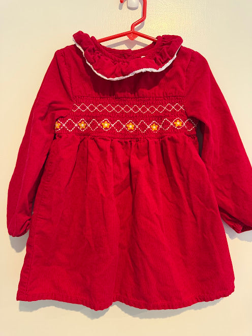 #9 Girls 4T Kaisely Kids Red Corduroy Smocked Dress