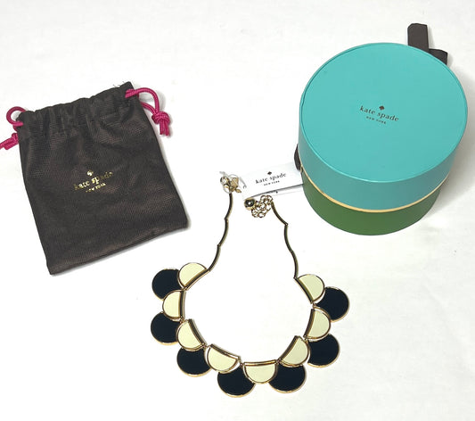 Kate Spade Sweet Heart Gold, Black and Ivory Scallop Necklace NWT NEW