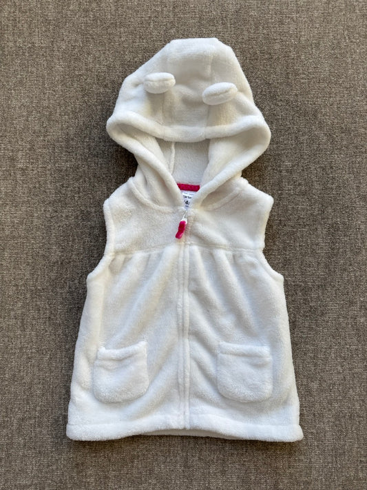 Seller #114 Carters white fleece vest with hood girls size 24 months