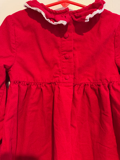 #9 Girls 4T Kaisely Kids Red Corduroy Smocked Dress